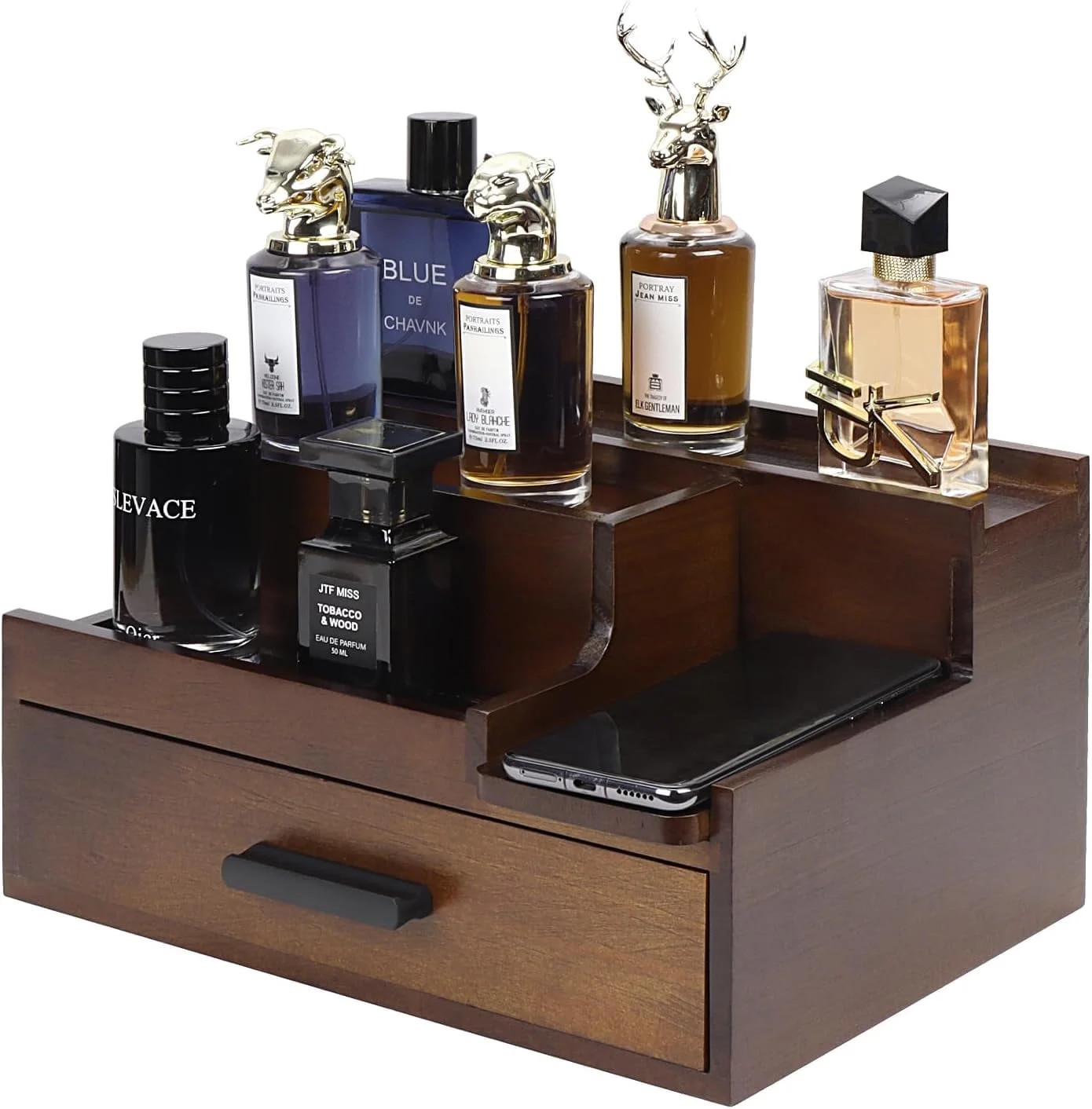Butizone Cologne Organizer for Men, 3 Tier Perfume Stand Holder with Drawer and Hidden Compartmen... | Walmart (US)