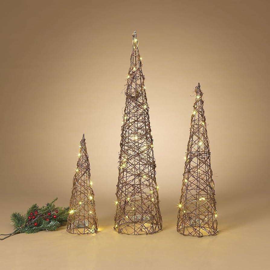 Gerson International Battery Operated Lighted Nesting Holiday Cone Trees, Large is 32-inch Height... | Amazon (US)