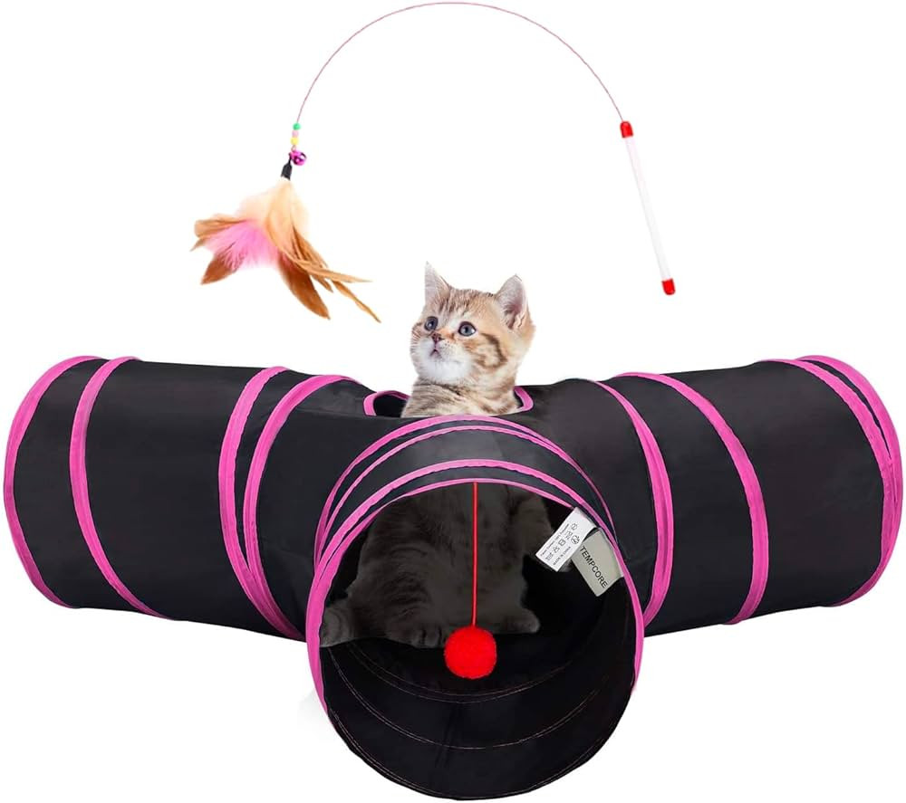 Tempcore 3 Way Collapsible Cat Tunnels, Indoor Cat Toys with Peek Hole & Ball, Perfect for Kitten... | Amazon (US)