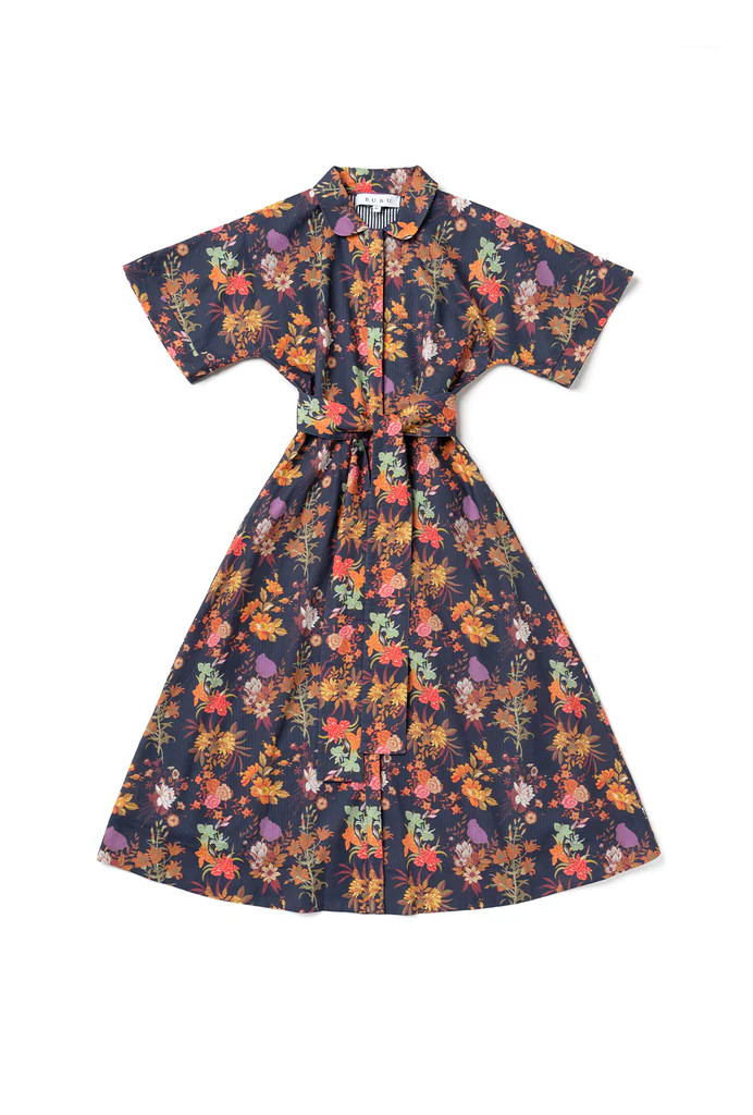 The Donna Day Gown - Navy Botanicals | Shop BURU