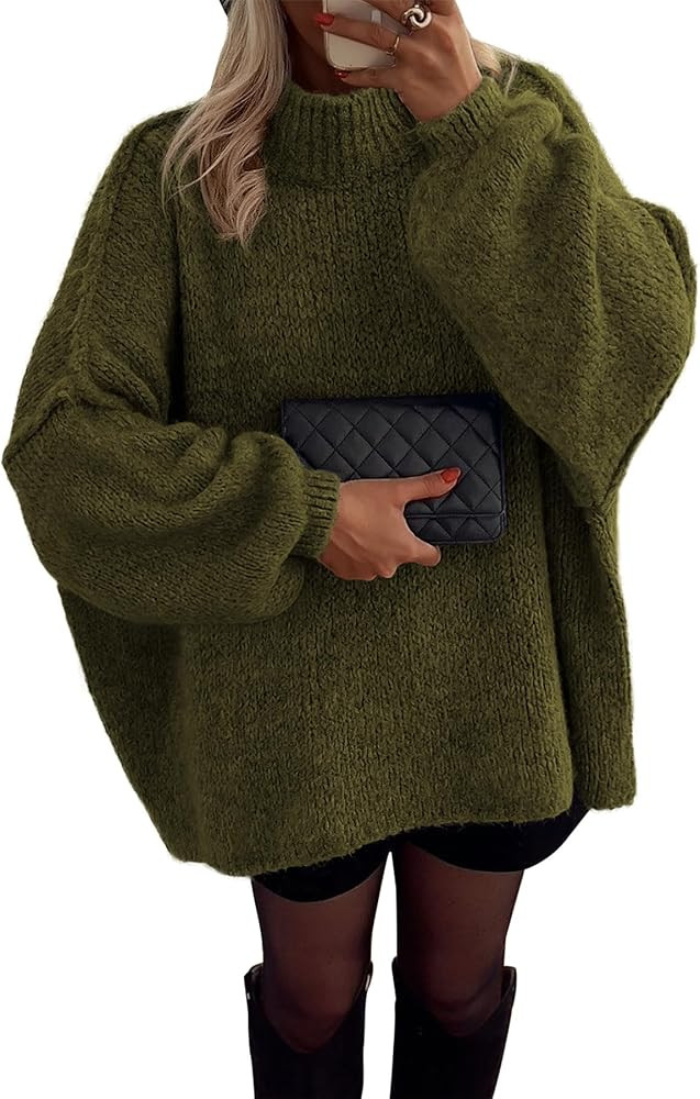 ATHMILE Womens Oversized Sweaters Chunky Knit Mock Neck Fall Pullover 2026 | Amazon (US)