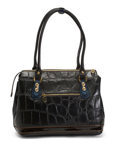 Made In Italy Leather Crocodile Satchel | TJ Maxx