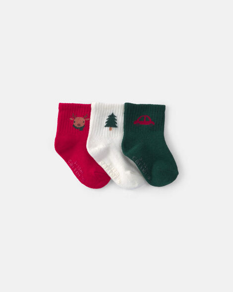 Baby Boy 3-Pack Christmas Icon Booties - Red/White/Green | Carter's Inc
