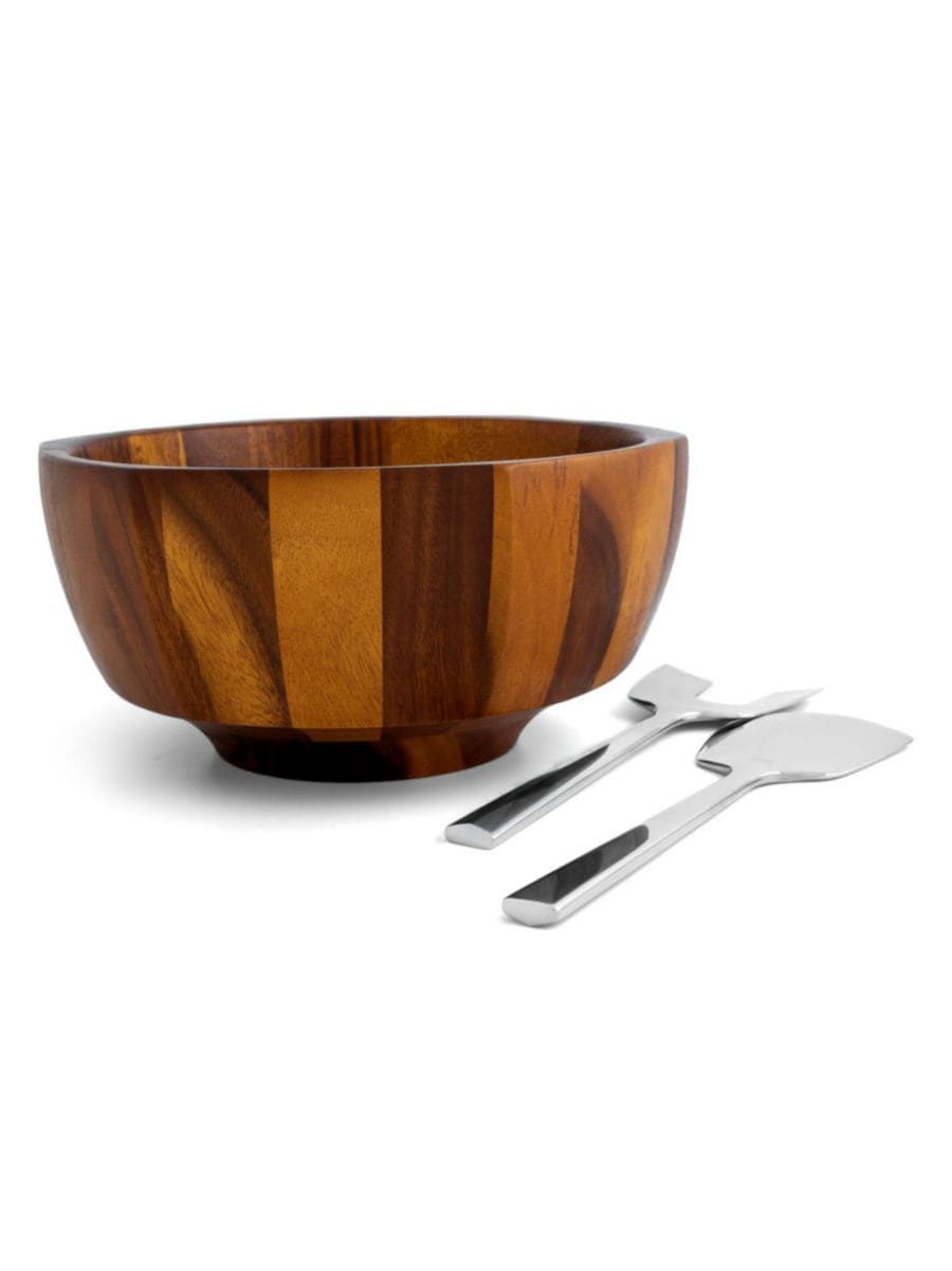 Rivet 3-Piece Salad Bowl & Servers Set | Saks Fifth Avenue