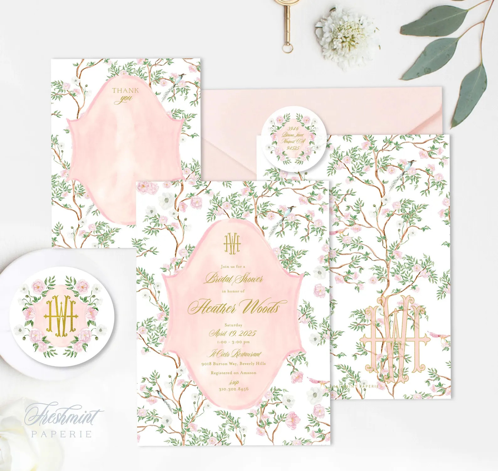 Watercolor Cherry Blossom Bridal Shower Invitation - Etsy | Etsy (US)