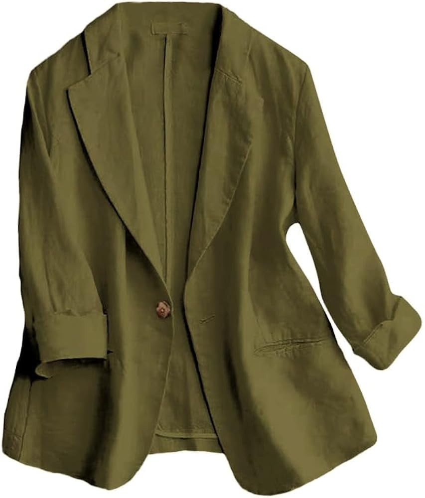 IDEALSANXUN 2024 Linen Blazer Women 3/4 Sleeve Lightweight Spring Summer Blazer Jackets | Amazon (US)