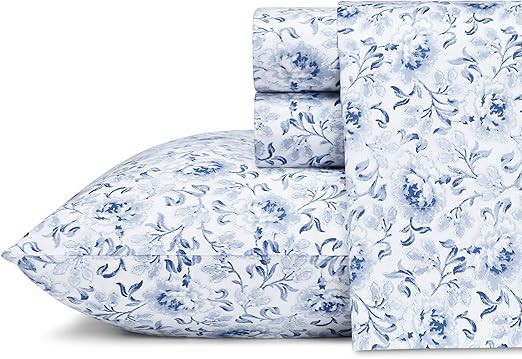 Laura Ashley Home - Sateen Collection - Sheet Set - 100% Cotton, Silky Smooth & Luminous Sheen, W... | Amazon (US)