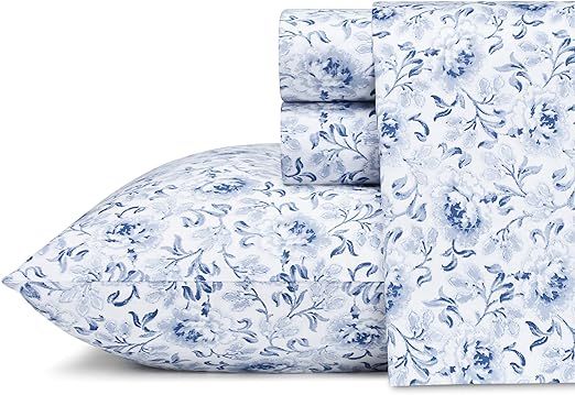 Laura Ashley Home - Sateen Collection - Sheet Set - 100% Cotton, Silky Smooth & Luminous Sheen, W... | Amazon (US)