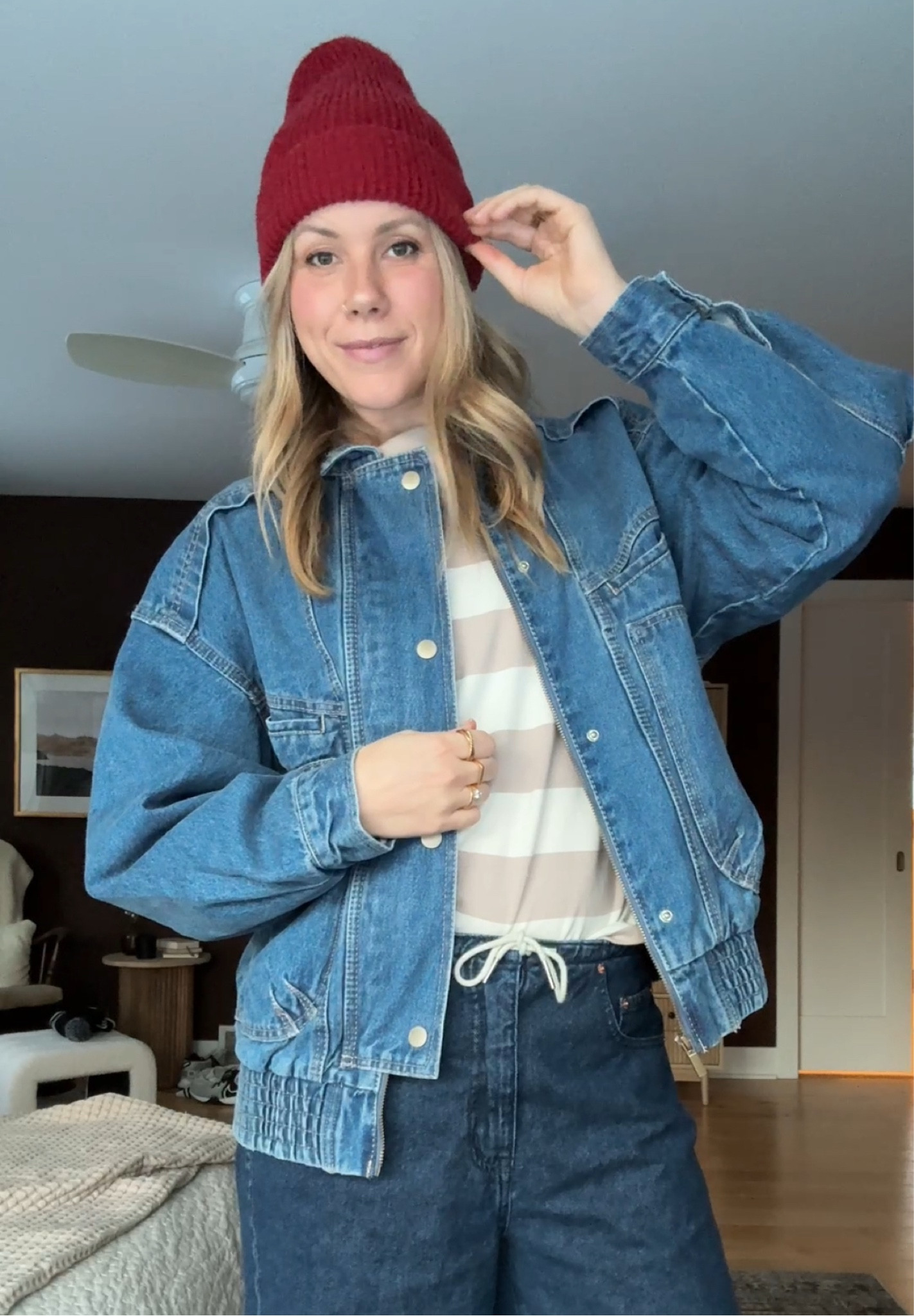 denim jacket, wearing size s