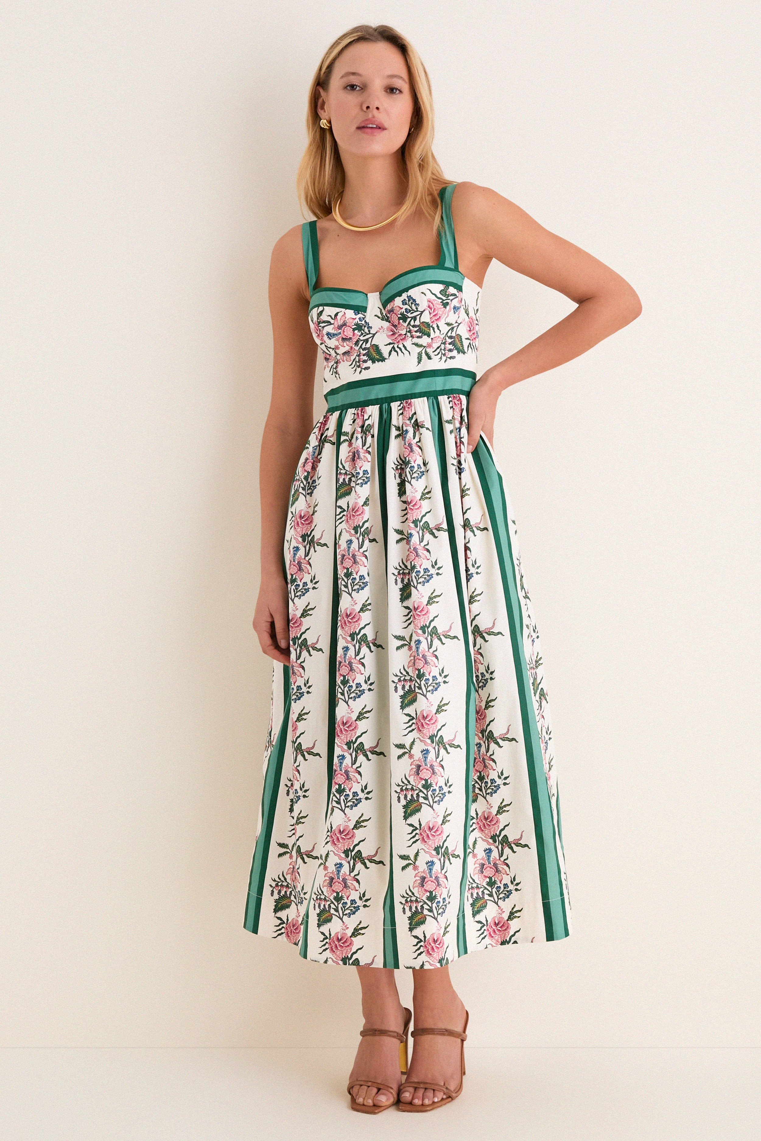 Belle Bouquet Stripe Cotton Maria Dress | Tuckernuck (US)