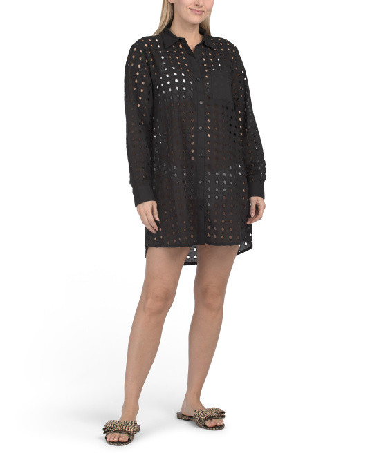 Cotton Eyelet Cover-up Shirt | Cover-ups | Marshalls | Marshalls
