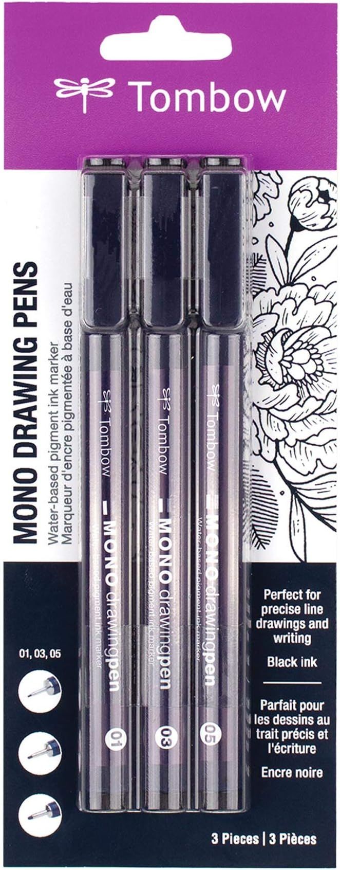 Tombow 66403 MONO Drawing Pen, 3-Pack. Create Precise, Detailed Drawings with Three Tip Sizes –... | Amazon (US)