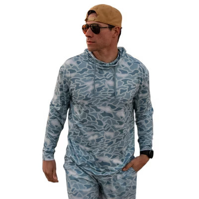 Burlebo Men's Long Sleeve Hoodie Sweatshirt (Seaside Camo, Large) | Target