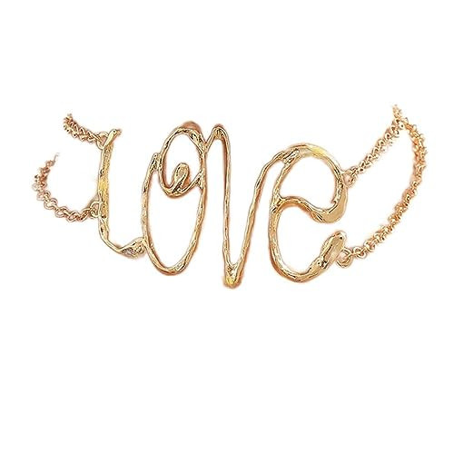 Jovono Love Choker Necklace Gold Collar Necklaces Letter Statement Necklace Chain for Women | Amazon (US)