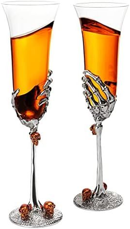 Stemmed Skeleton Glasses Set of 2 by The Wine Savant - 7oz Skeleton Glasses 9" H, Goth Gifts, Ske... | Amazon (US)