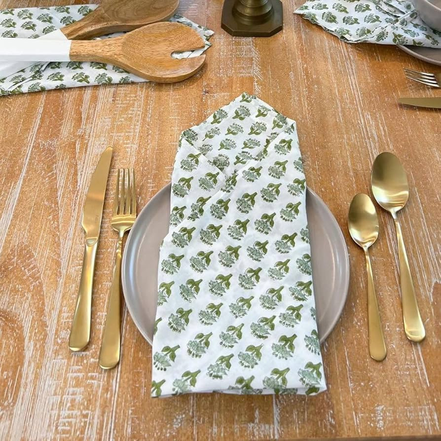 CPC Cloth Napkins Set of 6 Cotton Printed Dinner Block Print Napkins I Wedding Cocktail Cloth Flo... | Amazon (US)