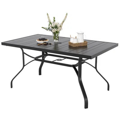 Outdoor Dining Table 60" x 35", Rectangular Patio Dining Table with 1.57" Umbrella Hole | Wayfair North America