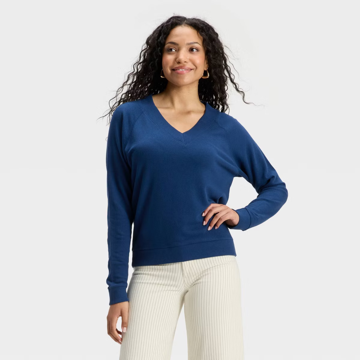 Women's Leisure Studio French Terry Pullover Sweatshirt - Universal Thread™ Light Blue M: Cotto... | Target