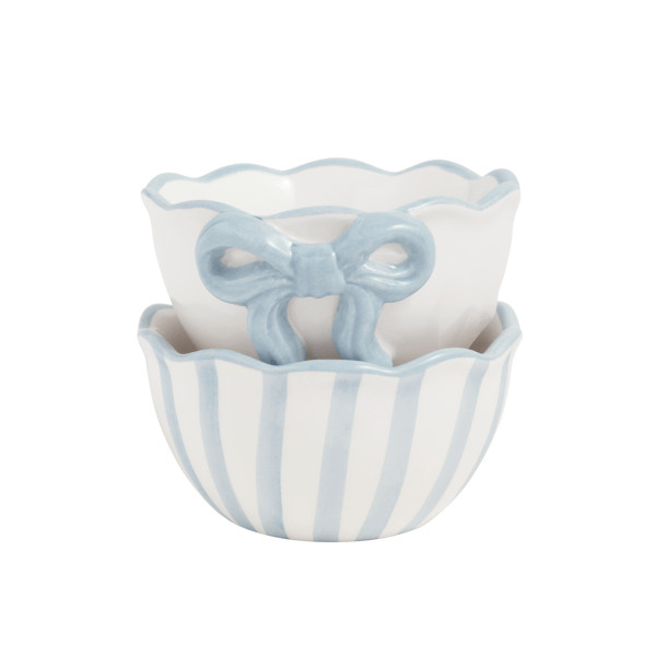 Stripe And Blue Bow Ramekin Set | Mud Pie