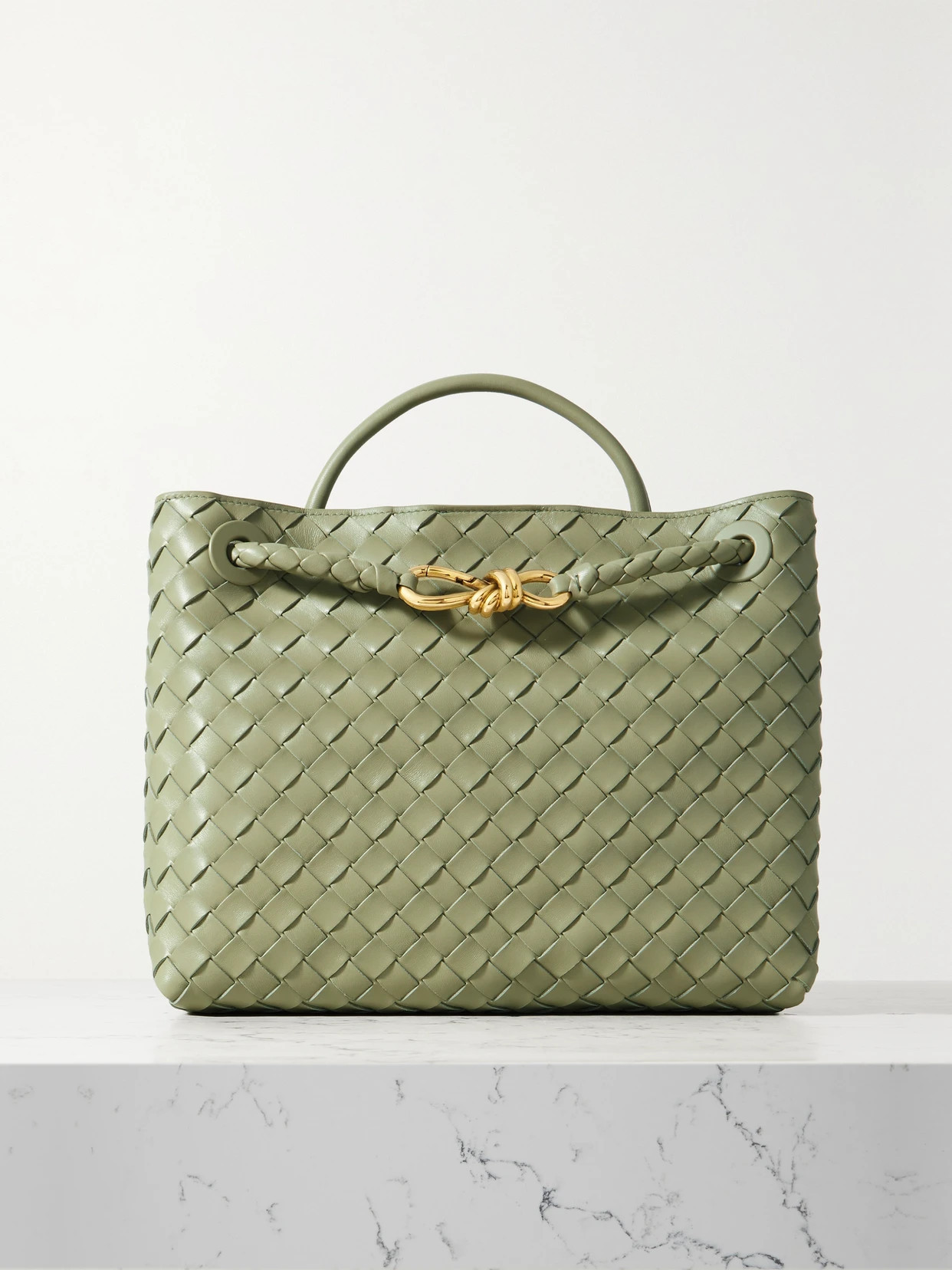 Bottega Veneta - Andiamo Medium Embellished Intrecciato Leather Tote - Green | NET-A-PORTER (US)