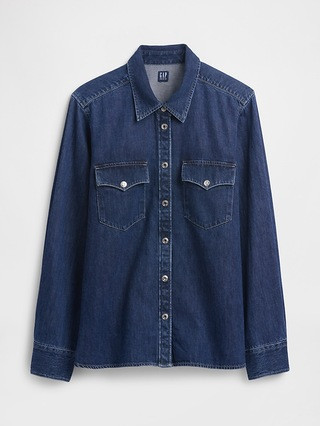 Relaxed Denim Western Shirt | Gap Factory