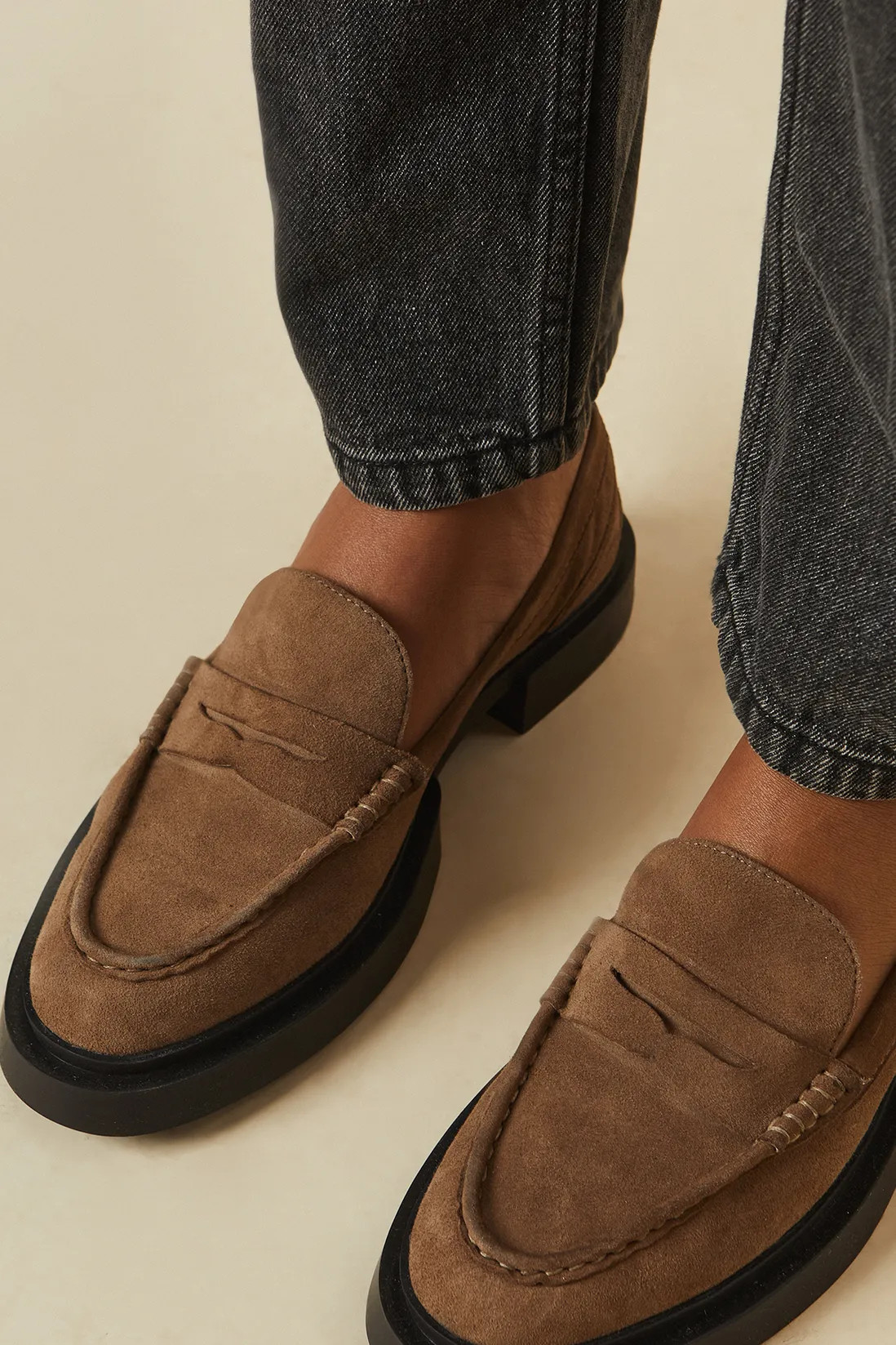 Flats | Faith: Barrie Suede Chunky Penny Loafers | Faith | Debenhams UK