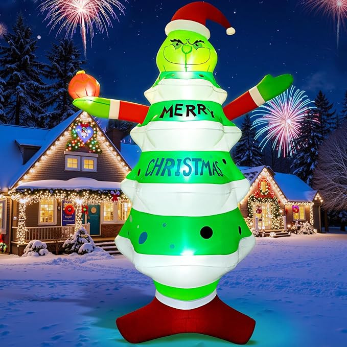 8FT Christmas Inflatable with LED Lights, Funny Christmas Outdoor Decorations, Giant Blow Up Yard... | Amazon (US)