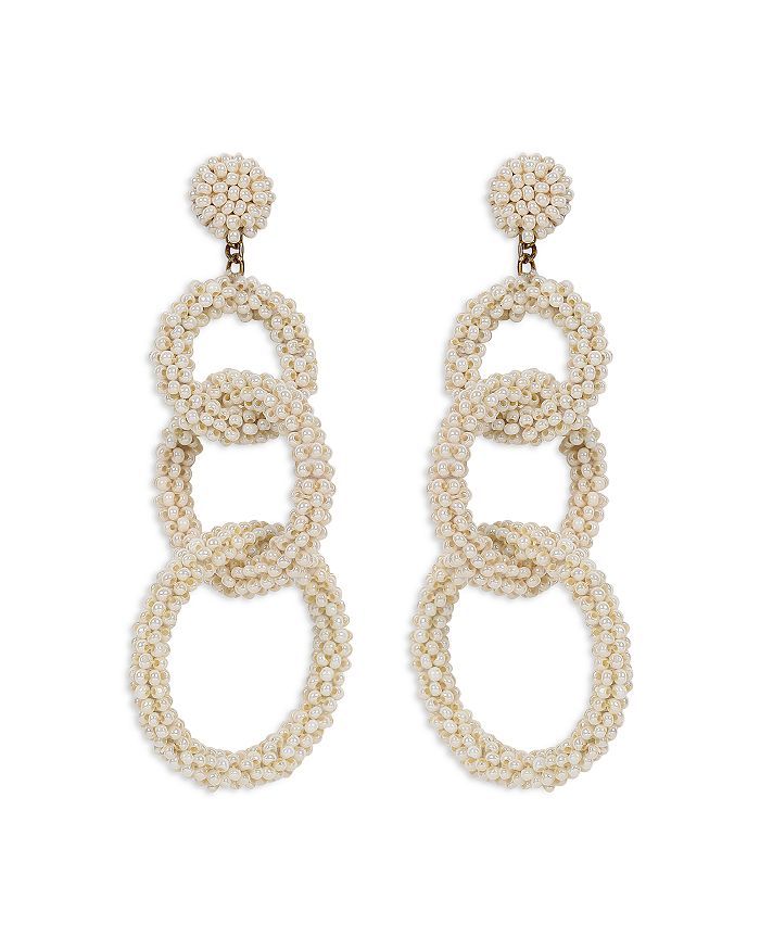 Ember Imitation Pearl Beaded Linked Circle Statement Earrings in Gold Tone | Bloomingdale's (US)