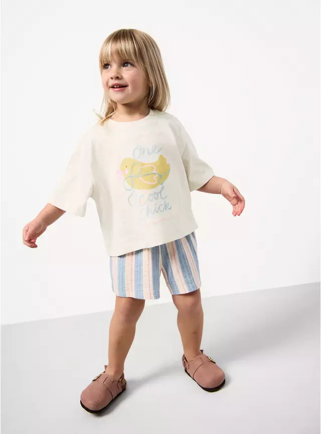 White Cool Chick Graphic T-Shirt & Shorts Set 4-5 years | Tu Clothing