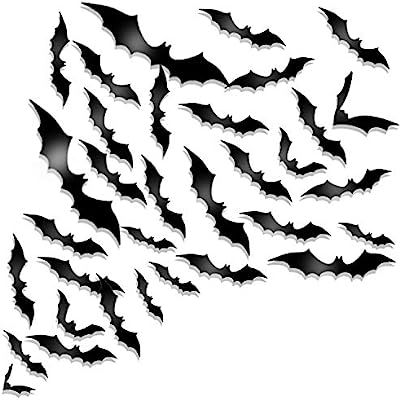 Whaline 72 Pack Halloween 3D Bats Stickers Plastic Wall Bat Decals for Home Window Decor Party Su... | Amazon (US)