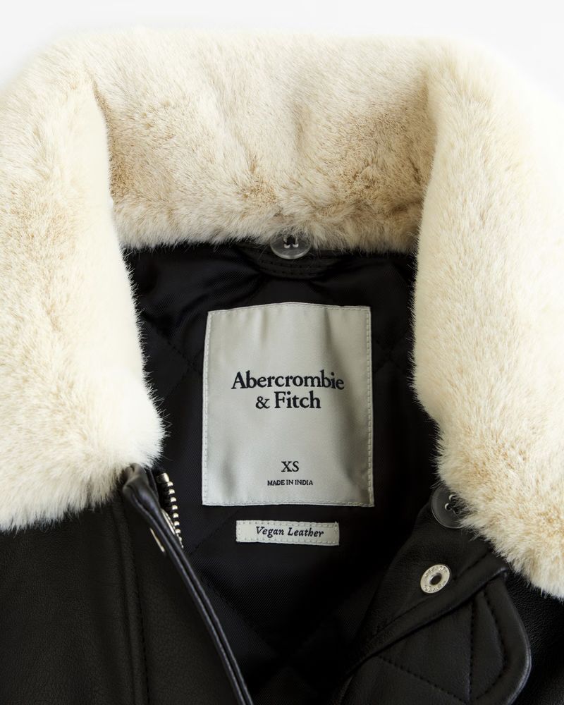Women's Winterized Vegan Leather Bomber Jacket | Women's Coats & Jackets | Abercrombie.com | Abercrombie & Fitch (US)