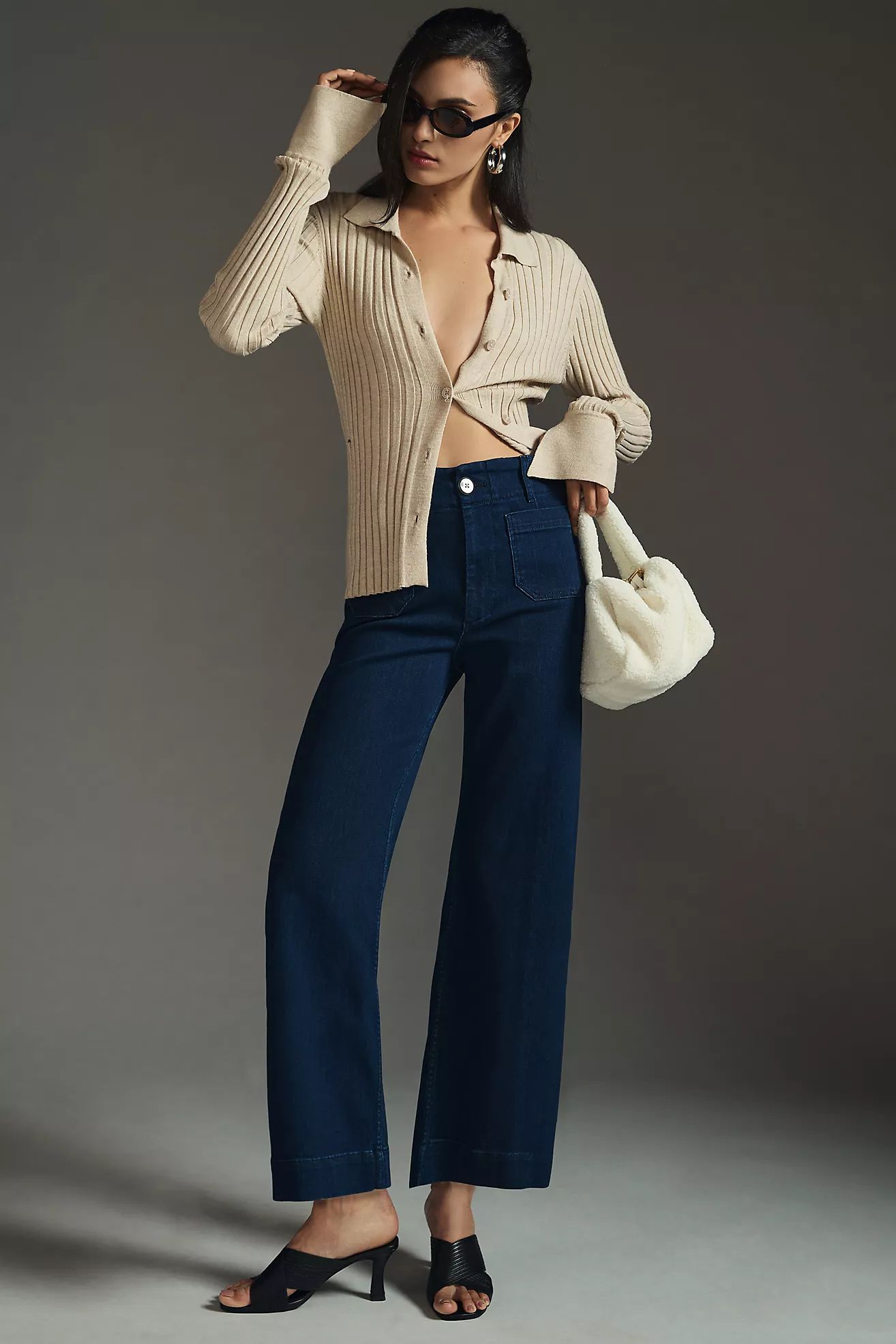 The Colette Denim Cropped Wide-Leg Jeans by Maeve | Anthropologie (UK)