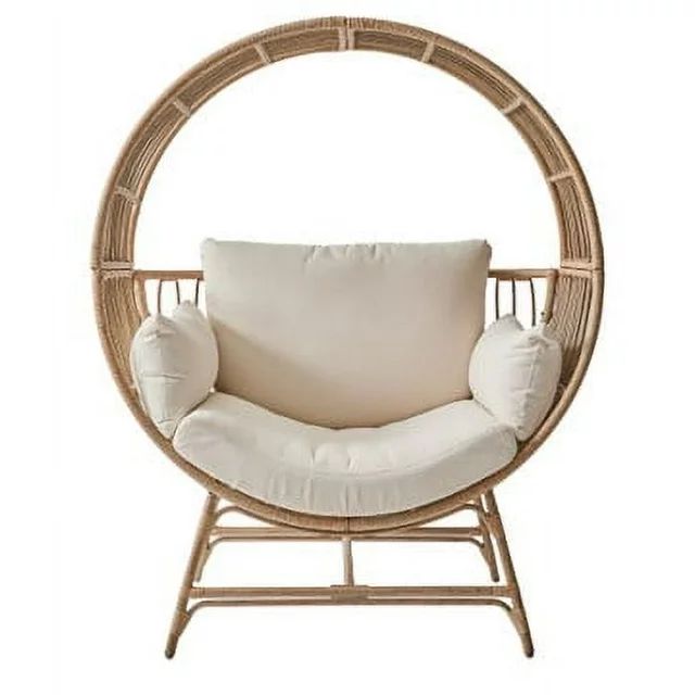 Better Homes & Gardens Bellamy Round Wicker Outdoor Egg Chair, Beige | Walmart (US)