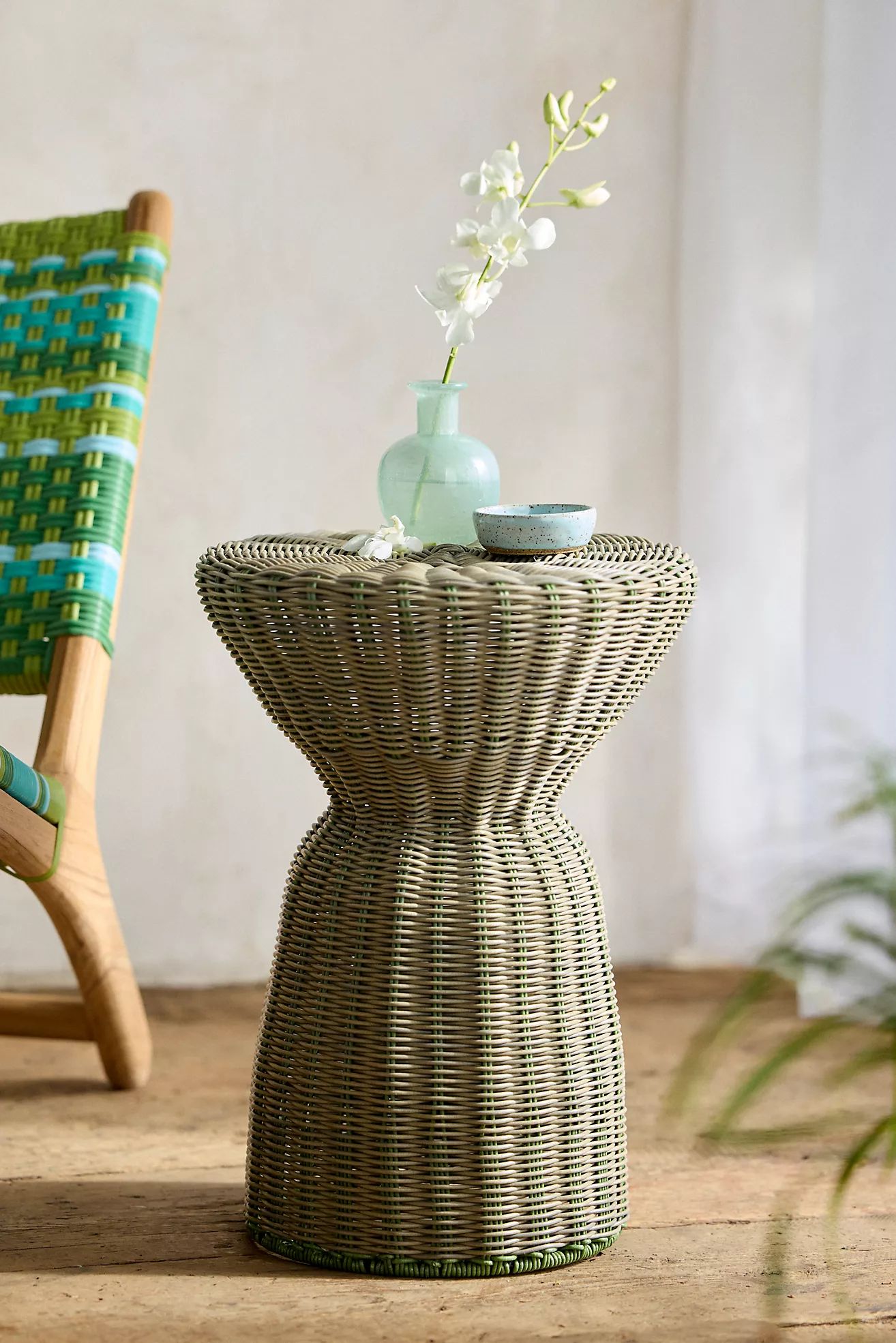 All Weather Wicker Side Table, Tall | Anthropologie (US)