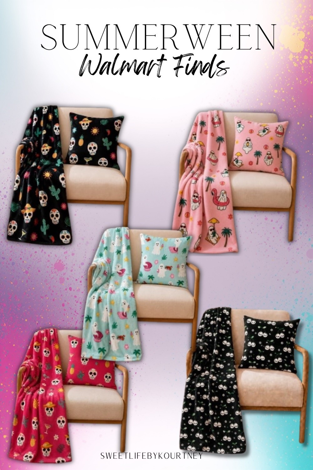 Summerween Walmart finds for cozy spooky season vibes early 👻 Cute blankets and pillows for a fun Halloween refresh without waiting for fall. #LTKFinds #WalmartFinds #Summerween #HalloweenDecor #CozyHome #SweetLifeByKourtney 

 #LTKSeasonal #LTKHome #LTKKids