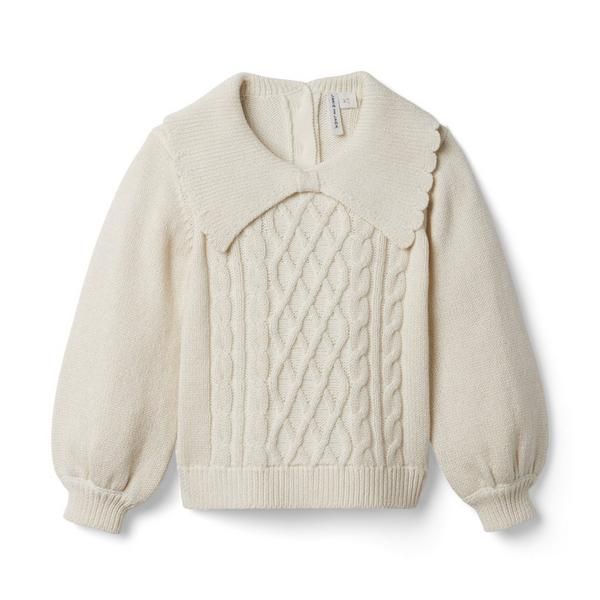 Cable Knit Scallop Collar Sweater | Janie and Jack