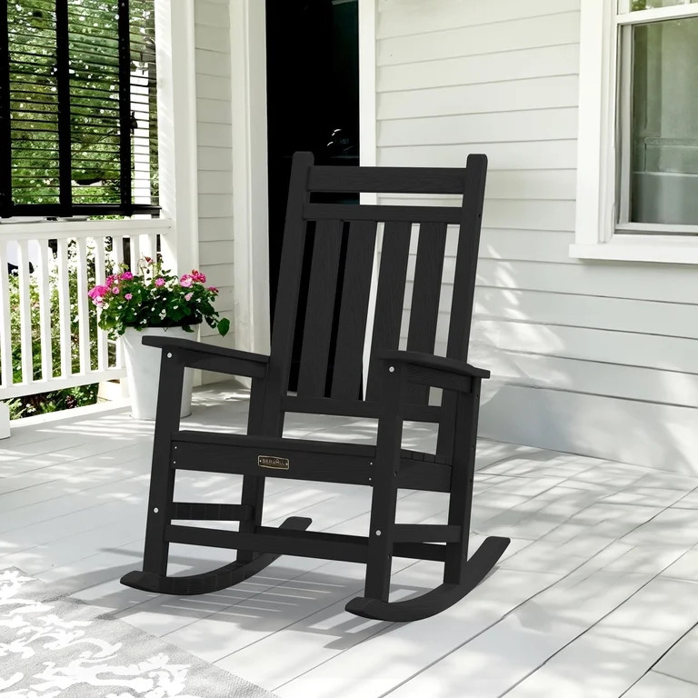 SERWALL Oversized Outdoor Rocking Chair, All-Weather HDPE Patio Rocker with Wide Armrests for Por... | Walmart (US)