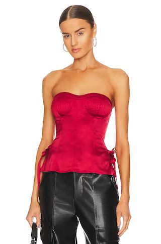 LPA Posie Pleated Corset in Red from Revolve.com | Revolve Clothing (Global)