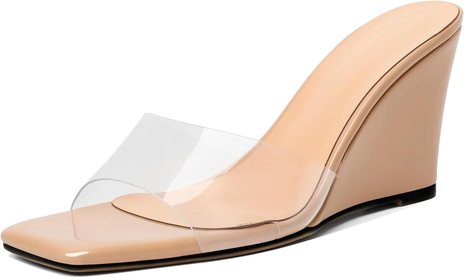 SAMMITOP Womens Clear Heels Sandals Square Open Toe Wedge Heel Sandals Slip On Heeled Mules Summe... | Amazon (US)
