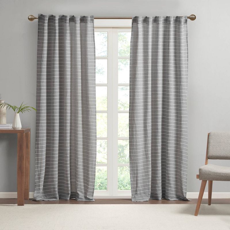 2pk 42"x84" Blackout Oren Striped Curtain Panel Gray - Clean Spaces | Target