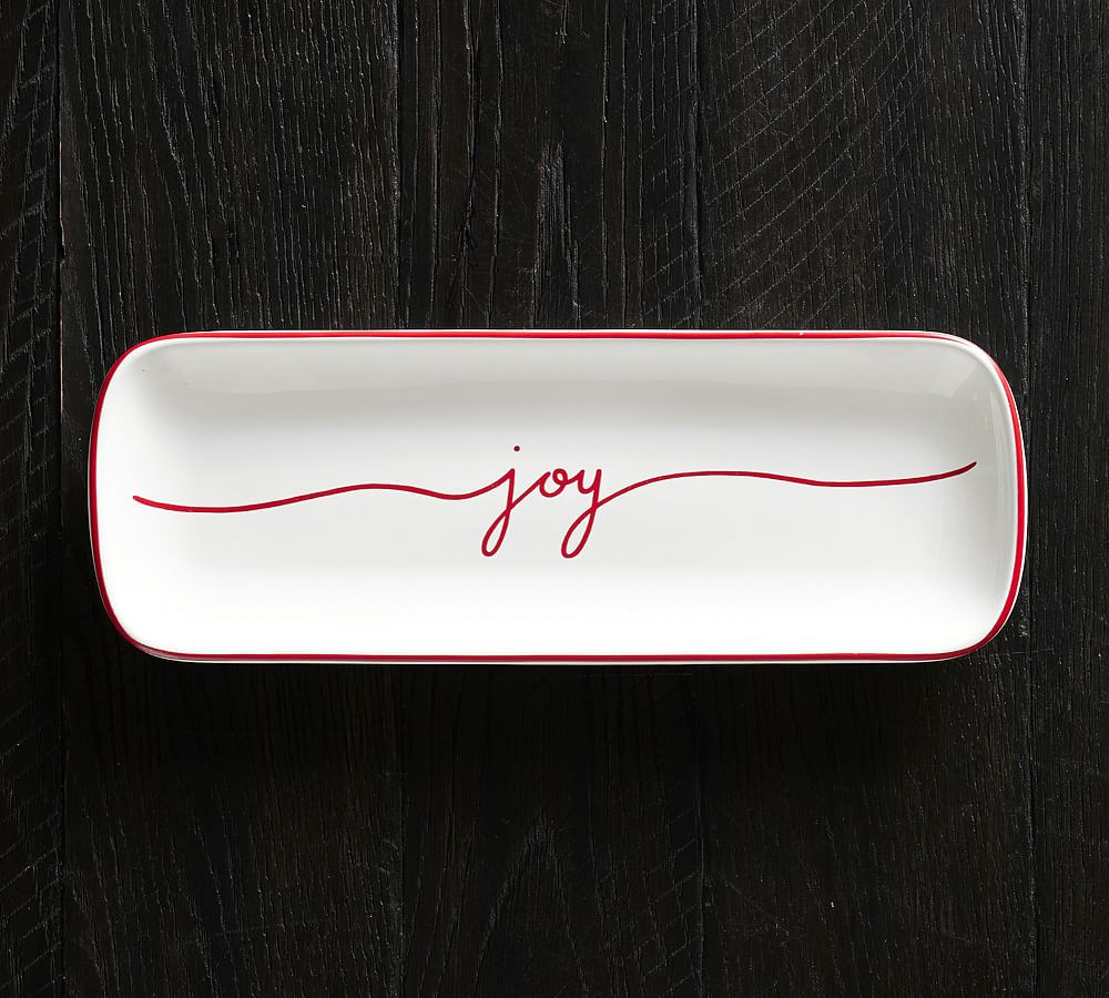 Holiday Sentiment Stoneware Cookie Serving Platter | Pottery Barn (US)