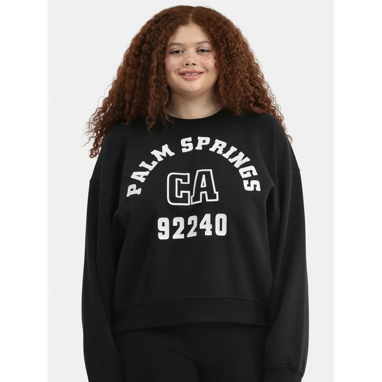 No Boundaries Graphic Crewneck Sweatshirt, Midweight, Women's Plus - Walmart.com | Walmart (US)