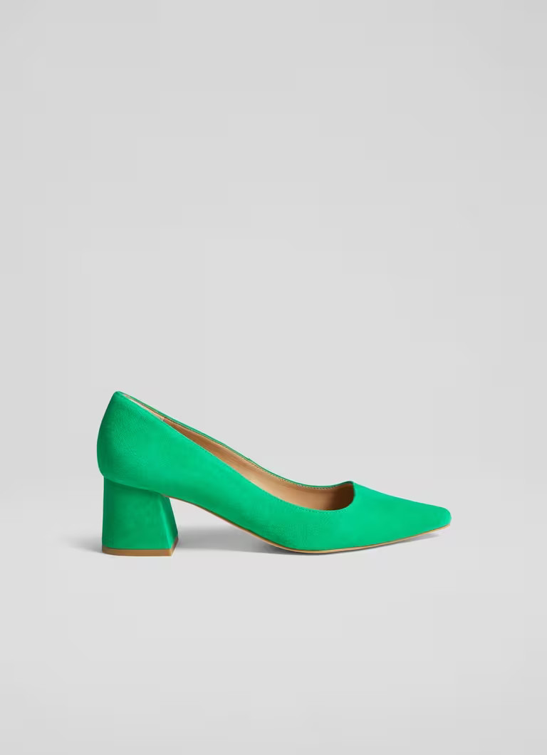 Sloane Green Suede Block Heel Courts | L.K. Bennett (UK)