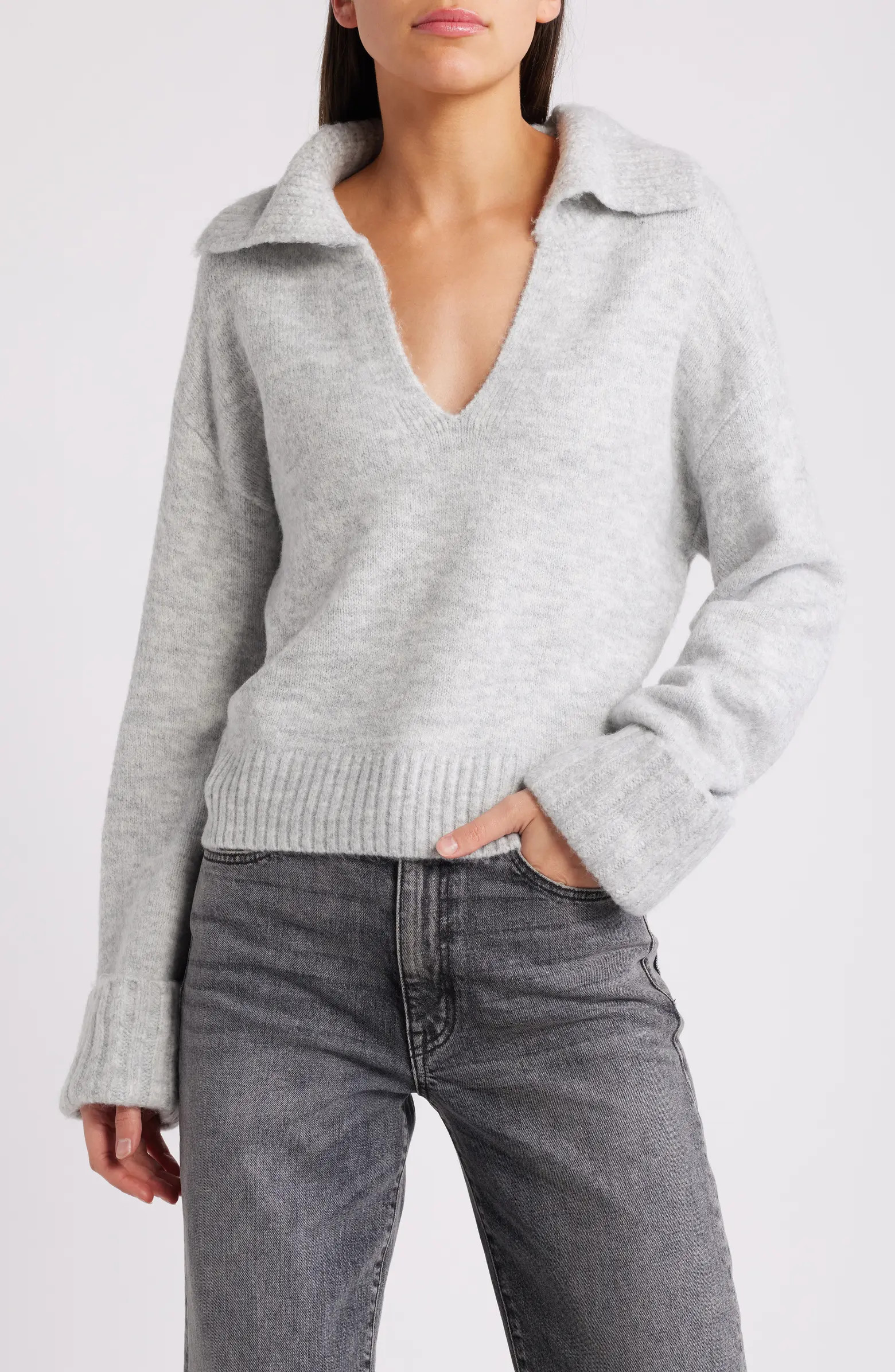 Oversize Johnny Collar Sweater | Nordstrom