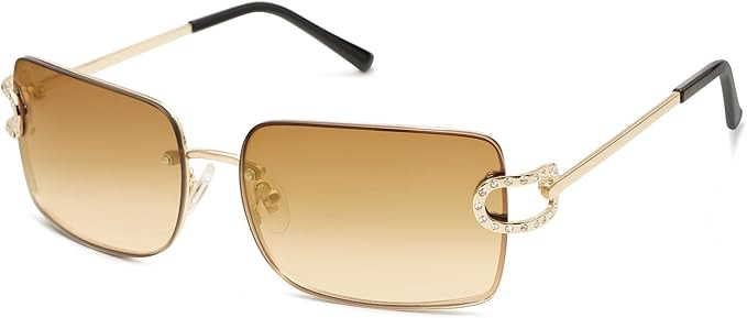 SOJOS Vintage Rectangle Sunglasses for Women,Trendy Rimless 90s UV400 Womens Y2K Shades SJ1178 | Amazon (US)