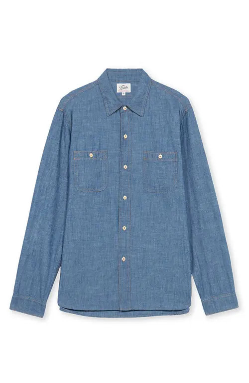Fortela Workj Chambray Shirt in Blue at Nordstrom, Size X-Large | Nordstrom