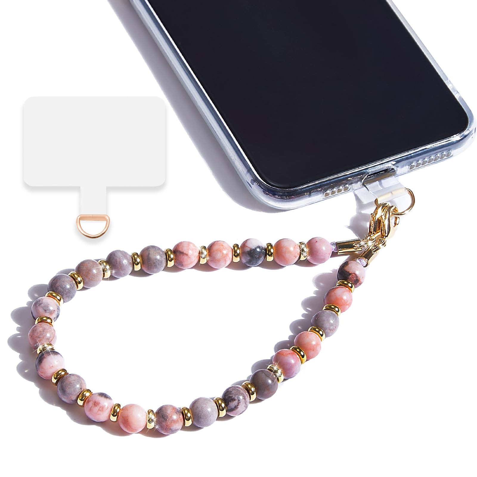 Marble Beaded Phone Wrist Strap,Detachable Phone Bracelet Strap with Tether Tab,Hands-Free Wristl... | Amazon (US)