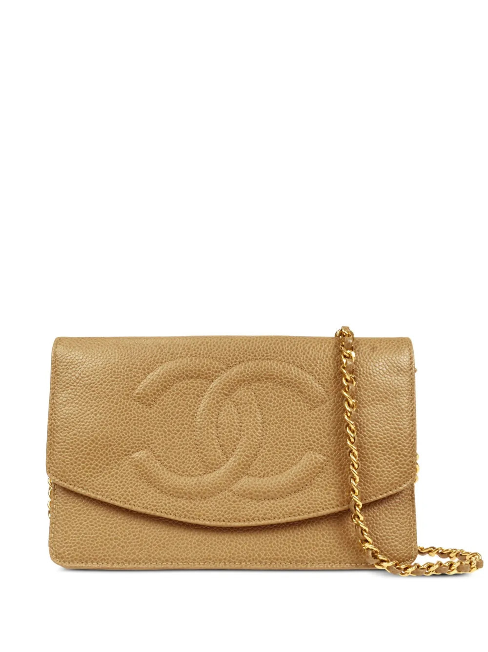 CHANEL Pre-Owned 1997 CC stitch wallet-on-chain - Gold | Farfetch Global