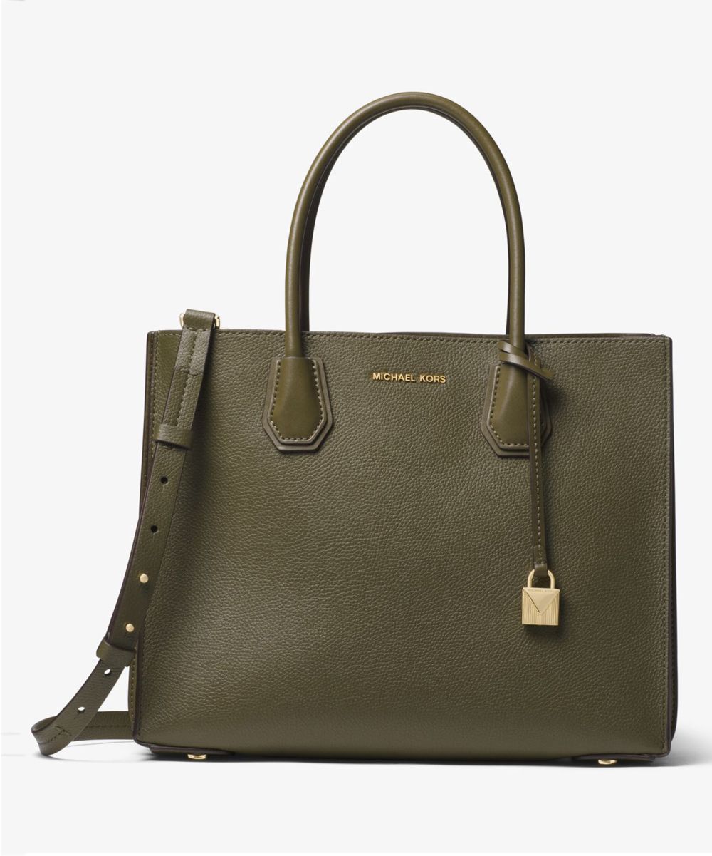 Michael Kors Women's Totebags Olive - Olive Mercer Large Pebbled Leather Accordion Tote | Zulily