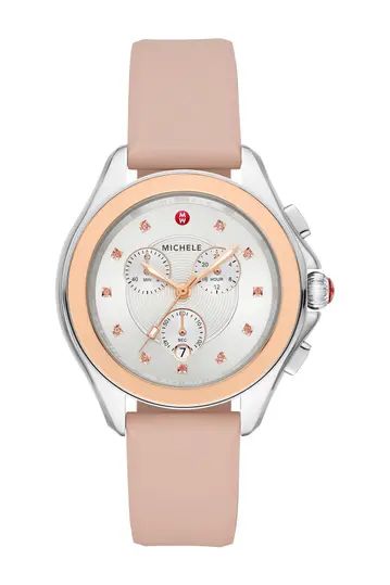 Women's Cape Pink Topaz Two Tone Stainless Steel Silicone Strap Watch, 40mm | Nordstrom Rack